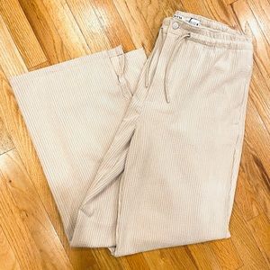 Zara High Rise Wide Leg Corduroy Drawstring Pants